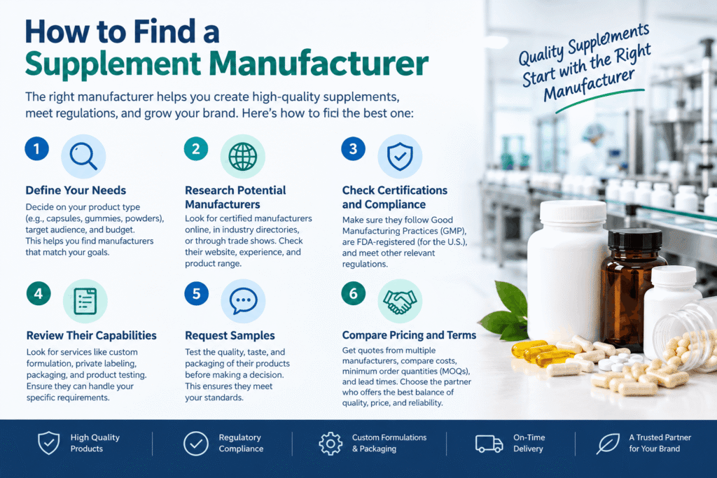 how to find a supplement manufacturer